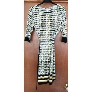 LIZ Corporate Indie Geometric Shift Dress M Retro 60s Mod Revival Harlequin